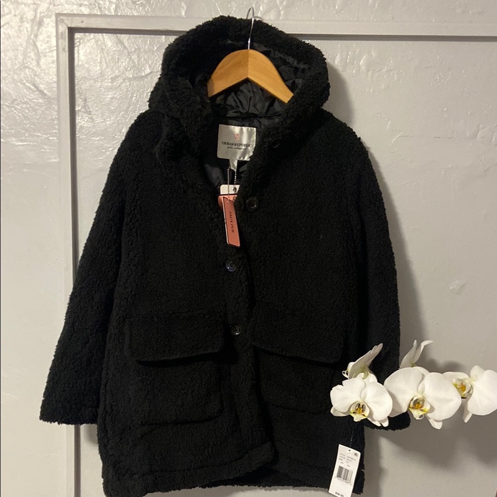 Urban Republic Black Girls Faux Fur  Jacket